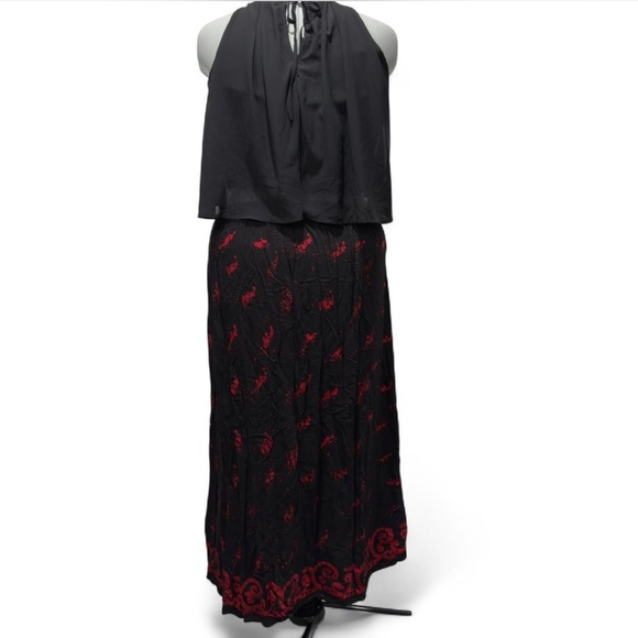 Neelam Fashions Boho Maxi Skirt Red Black Plus Size 1X/2X, Whimsigoth Festival - Picture 2 of 10